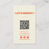 Handgezeichneter Retro farbiger QR-Code floral ein Visitenkarte (Rückseite)