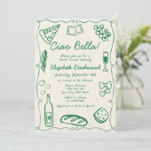 Handgezeichneter Retro Lässig Bridal Brunch Einladung (Stehend Vorderseite)