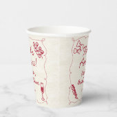 Handgezeichneter Retro Rot Lässig Bridal Brunch Pappbecher (Rechts)