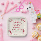 Handgezeichneter Retro Rot Lässig Bridal Brunch Pappteller (Party)