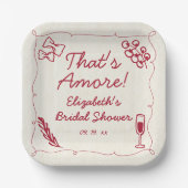 Handgezeichneter Retro Rot Lässig Bridal Brunch Pappteller (Vorderseite)