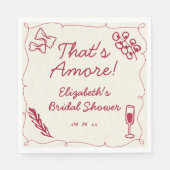 Handgezeichneter Retro Rot Lässig Bridal Brunch Serviette (Vorderseite)