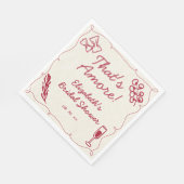 Handgezeichneter Retro Rot Lässig Bridal Brunch Serviette (Ecke)