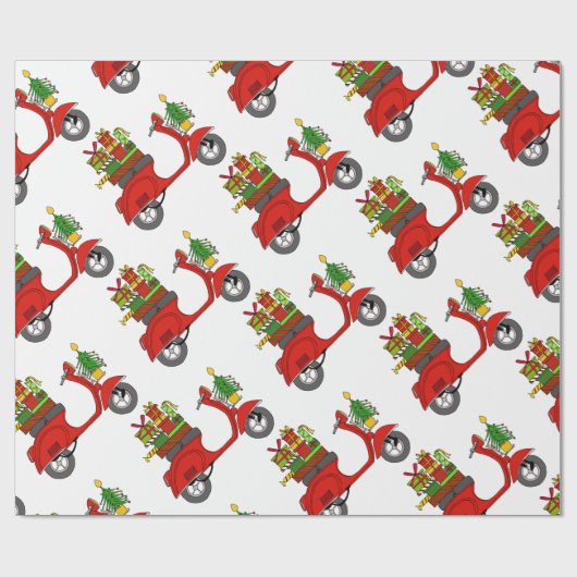Handgezeichneter Retro Weihnachtsroller Geschenkpapier (Flach)