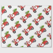 Handgezeichneter Retro Weihnachtsroller Geschenkpapier (Flach)