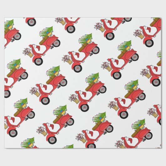 Handgezeichneter Retro Weihnachtsroller Geschenkpapier (Flach)