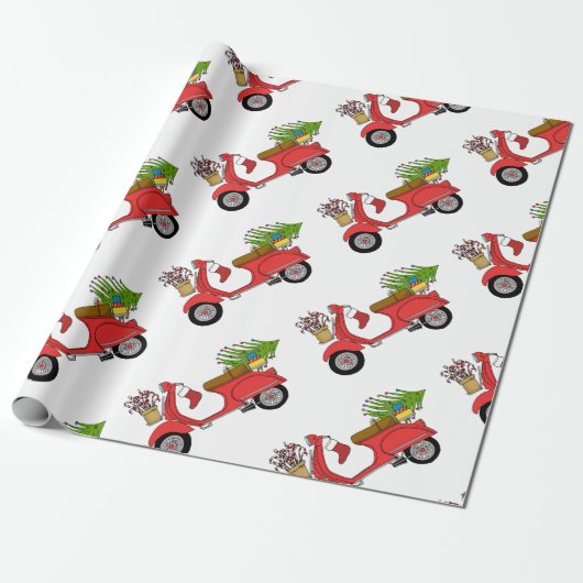 Handgezeichneter Retro Weihnachtsroller Geschenkpapier (Ungerollt)