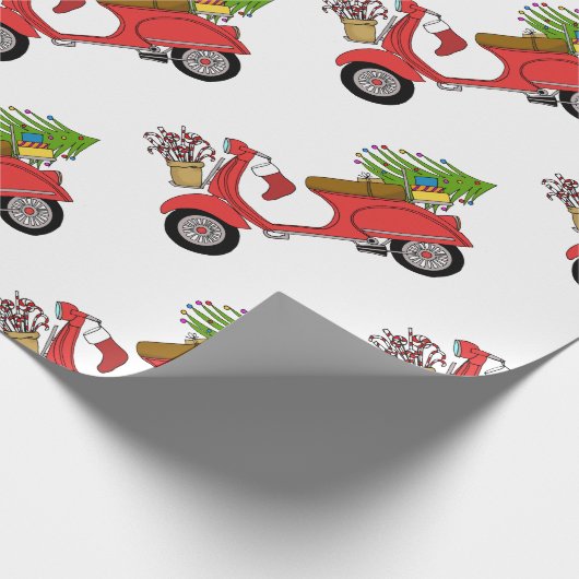 Handgezeichneter Retro Weihnachtsroller Geschenkpapier (Ecke)