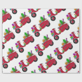 Handgezeichneter Retro Weihnachtsroller Geschenkpapier (Flach)
