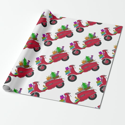 Handgezeichneter Retro Weihnachtsroller Geschenkpapier (Ungerollt)