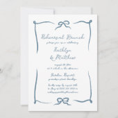 Handgezeichneter Ribbon Dusty Blue Probe Brunch Einladung (Vorderseite)