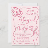 Handgezeichneter rosa Austerncocktail Erwachsene G Einladung (Vorderseite)