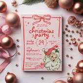 Handgezeichneter Rosa Bow Vintag Weihnachten Einladung