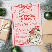 Handgezeichneter Rosa Bow Vintag Weihnachten Einladung