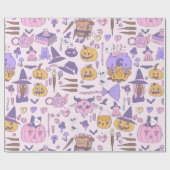 handgezeichneter rosa Halloween afrikanischer Hexe Geschenkpapier (Flach)