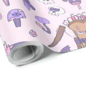 handgezeichneter rosa Halloween afrikanischer Hexe Geschenkpapier (Rolleneckpunkt)