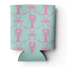 Handgezeichneter rosa Hummer und Coquette-Schleife