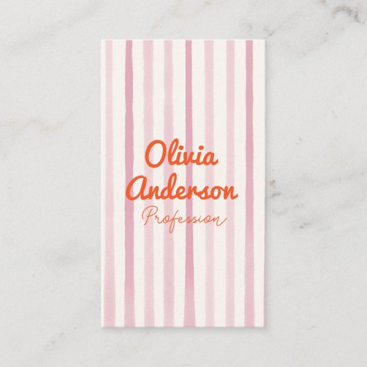 Handgezeichneter, rosa Orange Whimsy Boho QR Code Visitenkarte (Vorderseite)