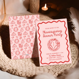 Handgezeichneter Rosa Whimsy Doodle Erntedank Feiertagskarte