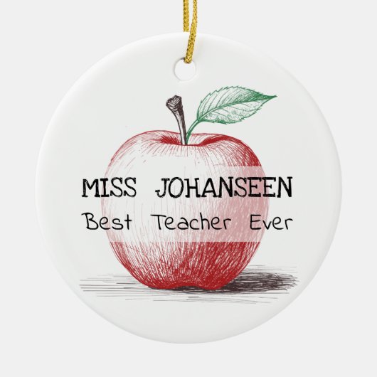 Handgezeichneter roter Apple Bester Lehrer je Keep Keramik Ornament (Vorne)