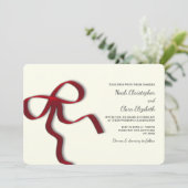 Handgezeichneter Roter Bow - Moderner Minimalistis Einladung (Stehend Vorderseite)