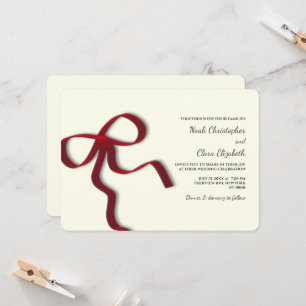 Handgezeichneter Roter Bow - Moderner Minimalistis Einladung