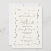 Handgezeichneter Sage Bridal Brunch Einladung (Vorderseite)