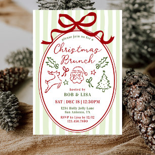 Handgezeichneter Santa Coquette-Bogen Weihnachtsbr Einladung