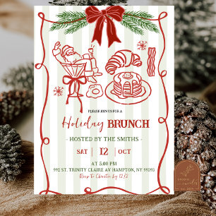 Handgezeichneter Santa-Doodle-Weihnachts-Brunch Einladung
