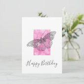 Handgezeichneter Schmetterling, rosa Wasserfarbe A Karte (Stehend Vorderseite)