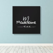 Handgezeichneter Schriftart Monogramm Schwarz-weiß Leinwanddruck (Insitu (Holzboden))