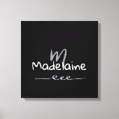 Handgezeichneter Schriftart Monogramm Schwarz-weiß Leinwanddruck (Vorderseite)