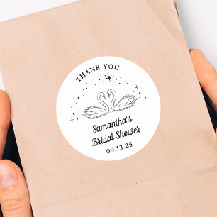 Handgezeichneter Schwan Elegante Hochzeitsdusche D Runder Aufkleber