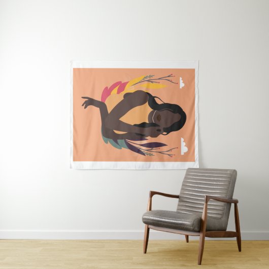 Handgezeichneter Schwarzer Bewusstseinstag Concept Wandteppich (Beispiel (Horizontal))