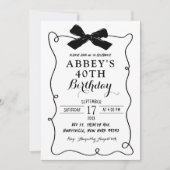 Handgezeichneter Schwarzer Bow Illustrierter Erwac Einladung (Vorderseite)