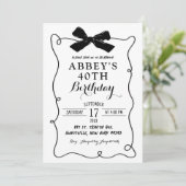 Handgezeichneter Schwarzer Bow Illustrierter Erwac Einladung (Stehend Vorderseite)