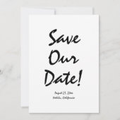 Handgezeichneter schwarzer und weißer Retro-Quirky Save The Date (Vorderseite)