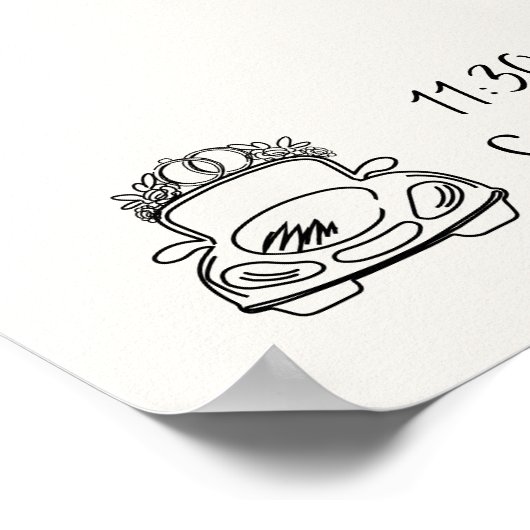 Handgezeichneter Scribbl Retro Hochzeitzeitstil Poster (Ecke)