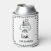 Handgezeichneter Scribble-Cocktail 30., 40. Geburt Dosenkühler (Kanne Vorderseite)