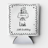 Handgezeichneter Scribble-Cocktail 30., 40. Geburt Dosenkühler (Vorderseite)