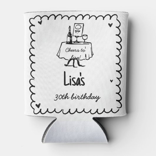 Handgezeichneter Scribble-Cocktail 30., 40. Geburt Dosenkühler (Vorderseite)