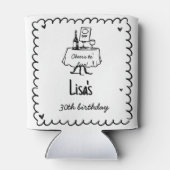 Handgezeichneter Scribble-Cocktail 30., 40. Geburt Dosenkühler (Rückseite)