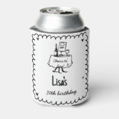 Handgezeichneter Scribble-Cocktail 30., 40. Geburt Dosenkühler (Kanne Rückseite)
