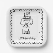 Handgezeichneter Scribble-Cocktail 30., 40. Geburt Pappteller (Vorderseite)