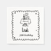 Handgezeichneter Scribble-Cocktail 30., 40. Geburt Serviette (Vorderseite)