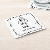 Handgezeichneter Scribble-Cocktail 30., 40. Geburt Untersetzer (angewinkelt)