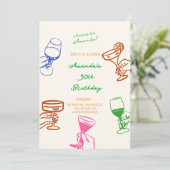 Handgezeichneter Scribble-Cocktail Einladung zum G (Stehend Vorderseite)