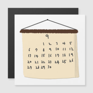 Handgezeichneter September-Monats-Kalender-Geschen Magnetkarte