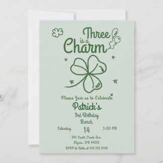 Handgezeichneter Shamrock Geburtstag für jedes Alt Einladung