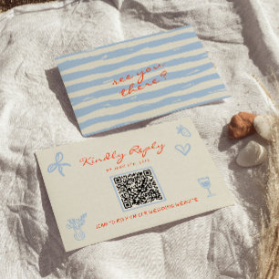 Handgezeichneter skurriler QR-Code zur Hochzeit RSVP Karte